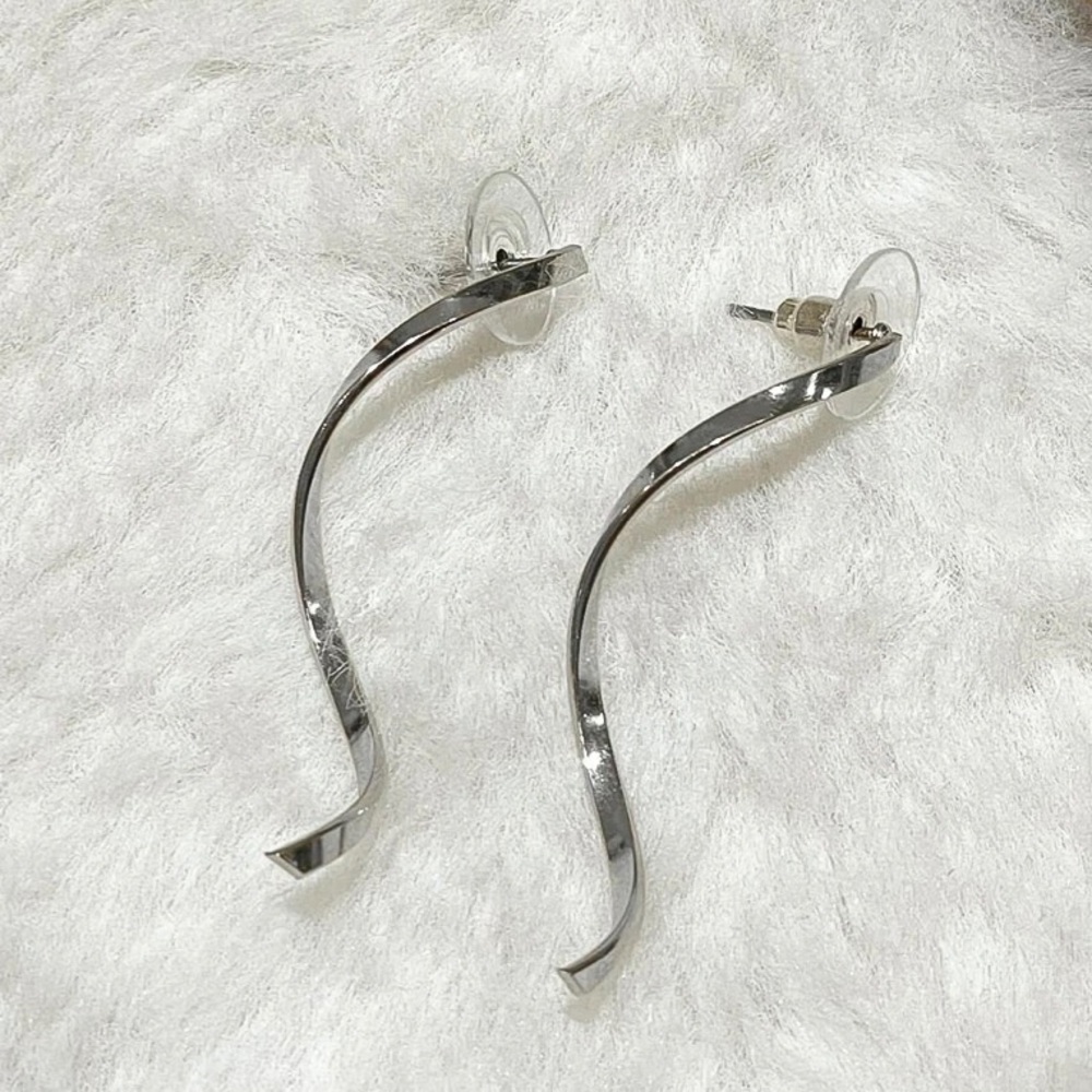 Any 2/$20! Silver Drop Swirl Stud Earrings - Picture 3 of 8